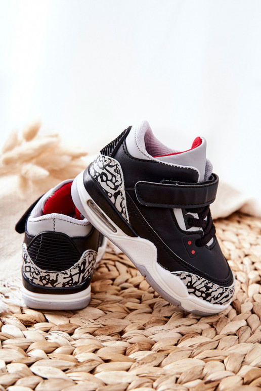 Baskets enfant Lin noir et rouge