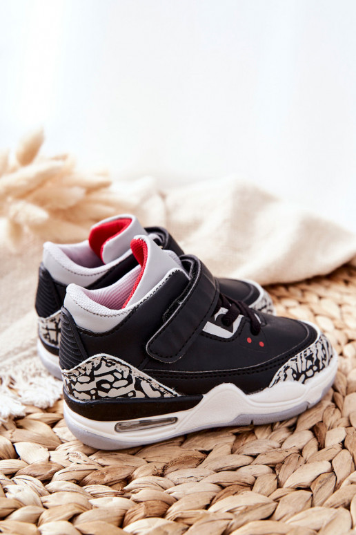Baskets enfant Lin noir et rouge