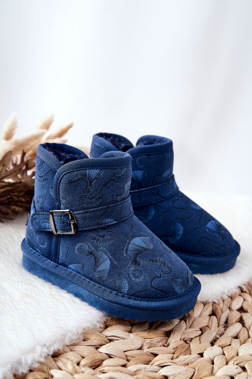 Bottines de neige enfant avec fourrure bleu foncé Kawai