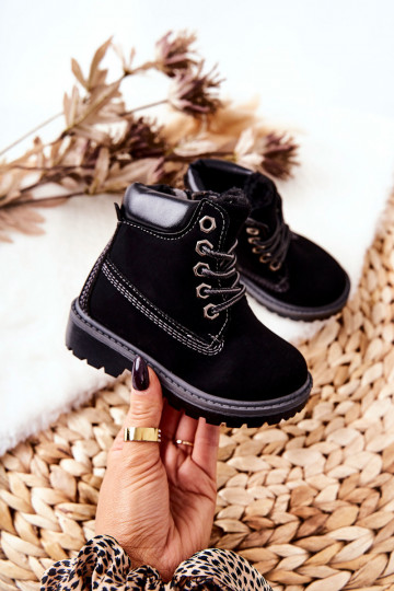Bottines à lacets pour enfants de couleur noire Milos 2