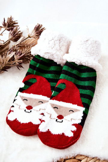 Chaussettes Longues de Noël Père Noël Noir et vert