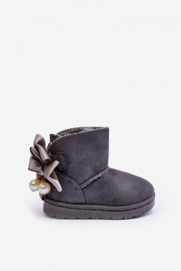 Bottes de neige chaudes pour enfants avec rubans en gris Snowis 2
