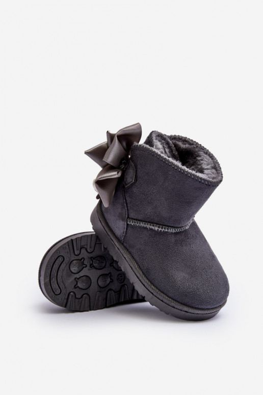 Bottes de neige chaudes pour enfants avec rubans en gris Snowis