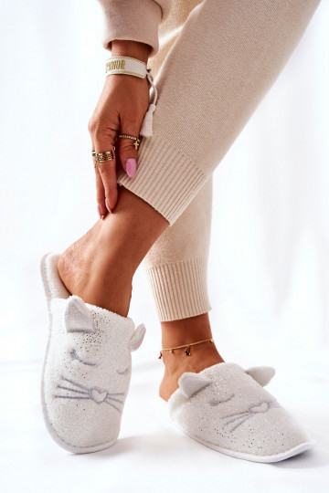 pantoffels Glanzend met oren witte kleur Kaisy