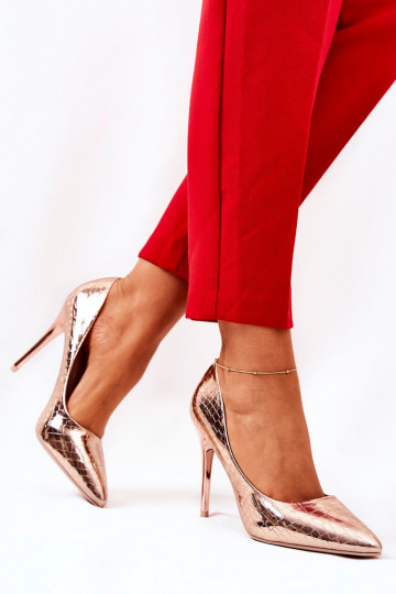 Chaussures à talons hauts Tissoria or rose à imprimé serpent