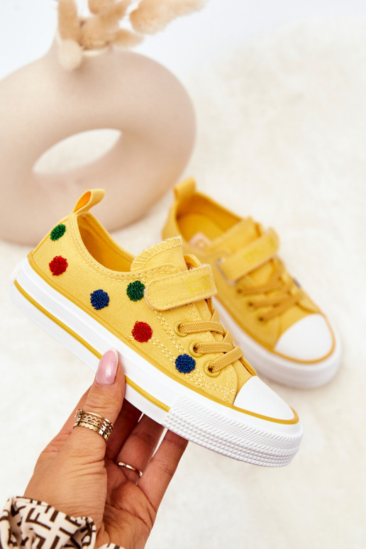Kinder-Freizeitschuhe mit Klebeverschlüssen BIG STAR JJ374056 gelbe Farbe