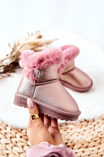 Gewärmte Schneestiefel mit Fell in der rosa Farbe Bessie