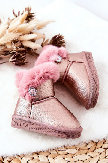 Gewärmte Schneestiefel mit Fell in der rosa Farbe Bessie 2