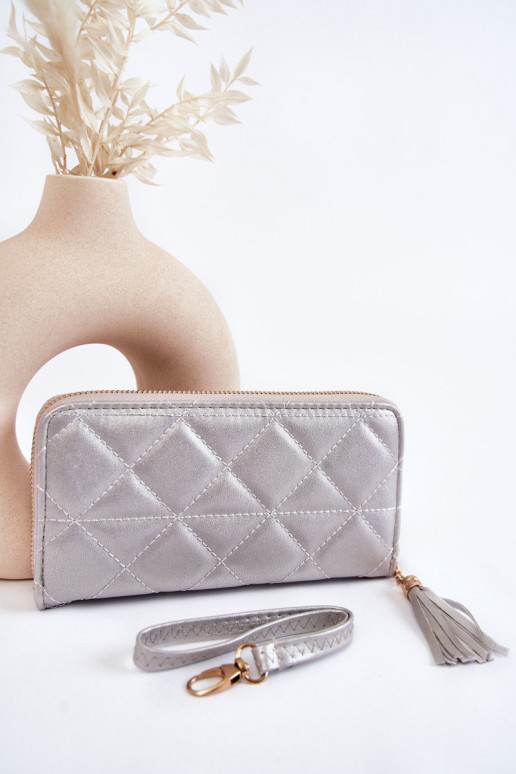 Grand Portefeuille Surpiqué Argent Jeffrey