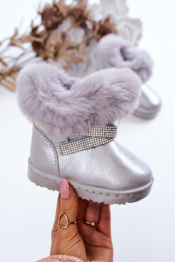Bottes de neige pour enfants avec yeux scintillants de couleur argent Hollee