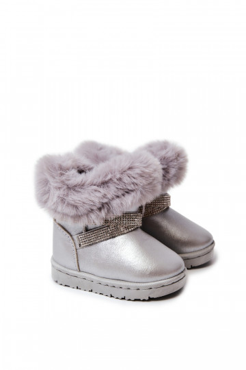 Kinder-Schneestiefel mit glitzernden Augen in der Farbe Silber von Hollee 2