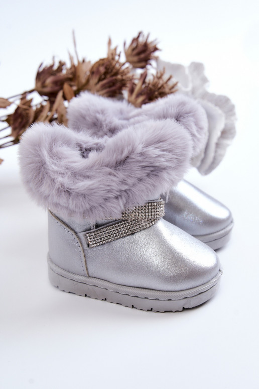 Kinder-Schneestiefel mit glitzernden Augen in der Farbe Silber von Hollee Kinder-Schneestiefel mit glitzernden Augen in der Farbe Silber von Hollee