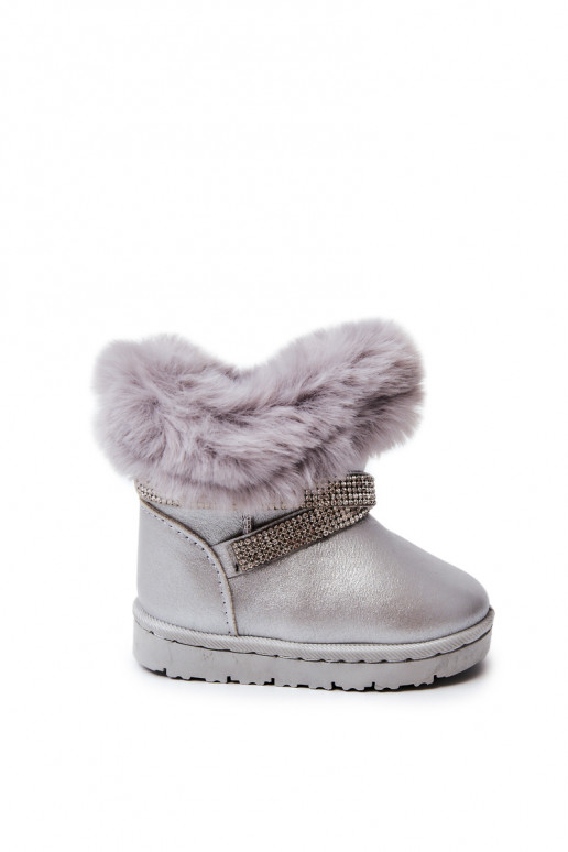 Kinder-Schneestiefel mit glitzernden Augen in der Farbe Silber von Hollee Kinder-Schneestiefel mit glitzernden Augen in der Farbe Silber von Hollee