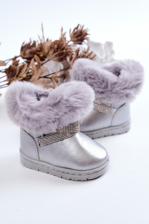 Bottes de neige pour enfants avec yeux scintillants de couleur argent Hollee