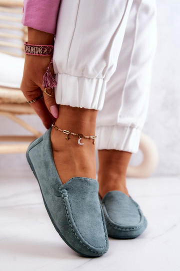 Suède mocassins in mintkleur Morreno