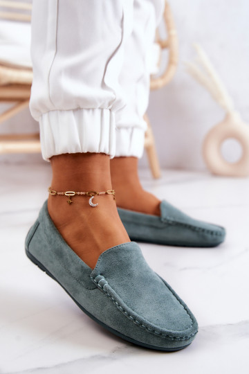 Suède mocassins in mintkleur Morreno 2