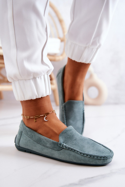 Mocassins en daim couleur menthe Morreno
