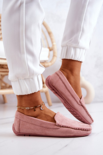 Suède mocassins in roze Morreno 2