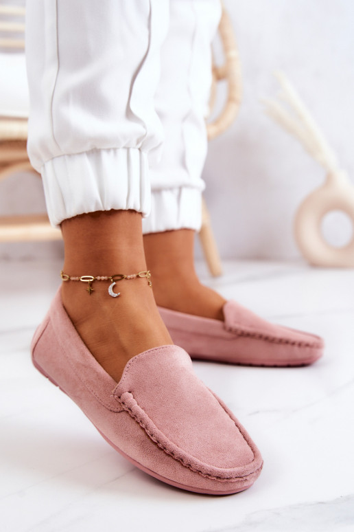 Mocassins en daim rose Morreno