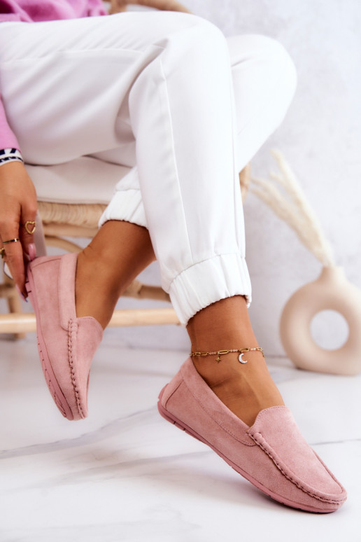 Mocassins en daim rose Morreno