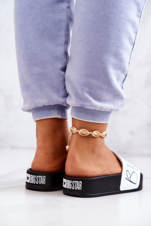 Gummi-Damenhausschuhe Big Star JJ274A275 Schwarz und Weiß