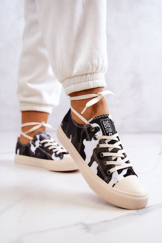 chaussures de loisirs en tissu avec camouflage BIG STAR JJ274237 Blanc-gris