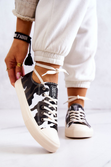 chaussures de loisirs en tissu avec camouflage BIG STAR JJ274237 Blanc-gris 2