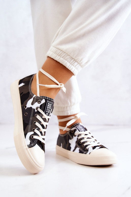 chaussures de loisirs en tissu avec camouflage BIG STAR JJ274237 Blanc-gris