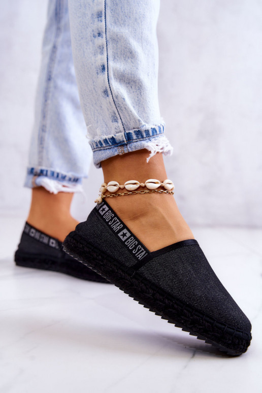 Stoff-Espadrilles des widerstandsfähigen Modells Big Star JJ274878 in Schwarz