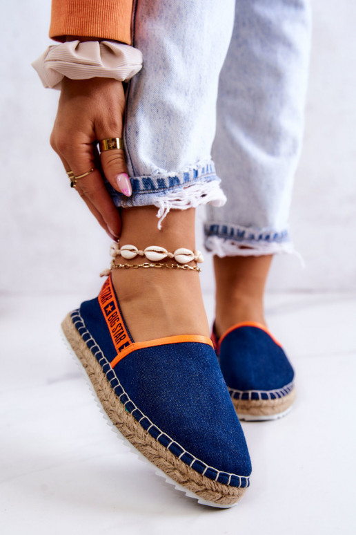 Stoffen espadrilles met een stoer model Big Star JJ274877 donkerblauw Stoffen espadrilles met een stoer model Big Star JJ274877 donkerblauw