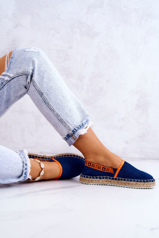 Espadrilles en tissu avec un modèle audacieux Big Star JJ274877 bleu foncé
