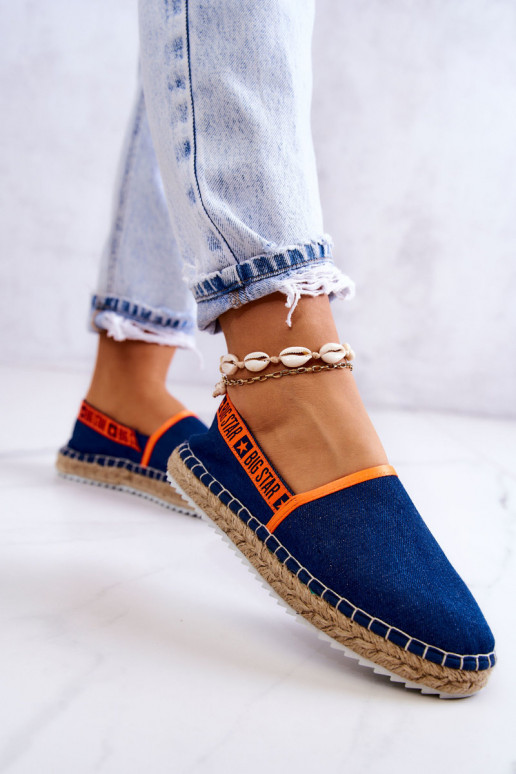 Espadrilles en tissu avec un modèle audacieux Big Star JJ274877 bleu foncé