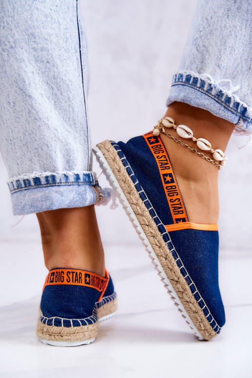 Espadrilles en tissu avec un modèle audacieux Big Star JJ274877 bleu foncé