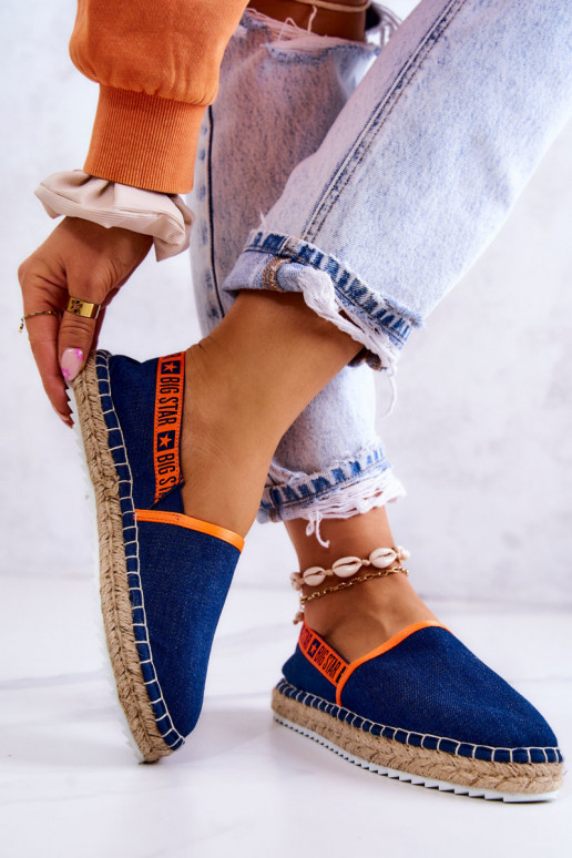 Espadrilles en tissu avec un modèle audacieux Big Star JJ274877 bleu foncé