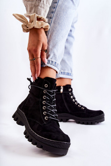 aus Wildleder Stiefel Stiefel schwarze Farbe Layden