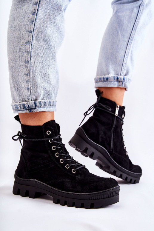 Bottines en daim couleur noir Layden