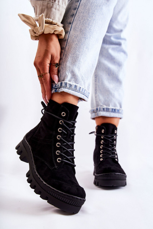 Bottines en daim couleur noir Layden