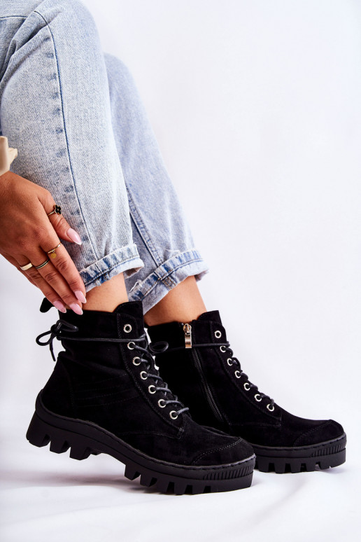 Bottines en daim couleur noir Layden