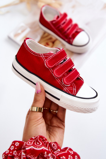 Chaussures décontractées pour enfants à fermetures adhésives rouges Bernie