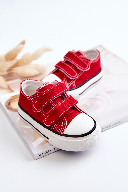 Chaussures décontractées pour enfants à fermetures adhésives rouges Bernie