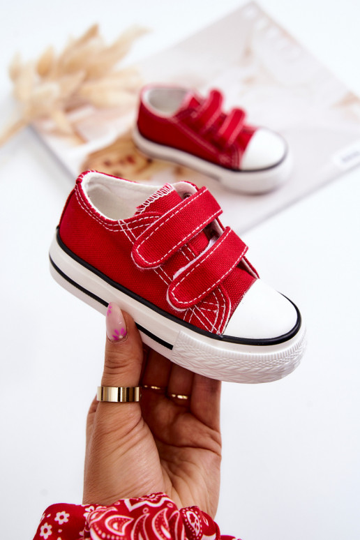 Chaussures décontractées pour enfants à fermetures adhésives rouges Bernie
