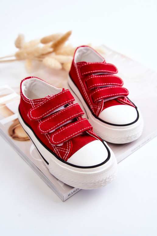 Kinder-Freizeitschuhe mit Klebeverschlüssen in rotem Bernie