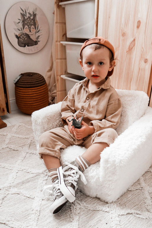 Kindervrijetijdsschoenen met zool in kaki kleur Filemon