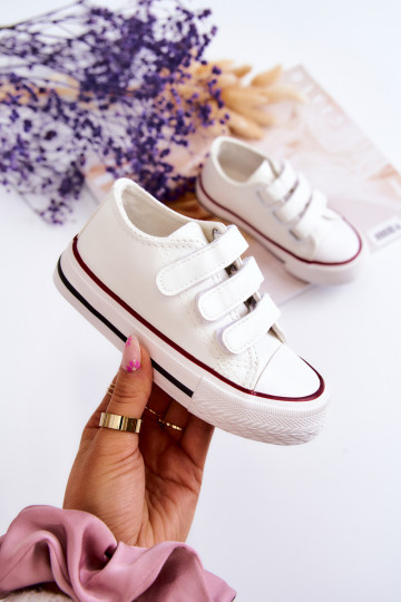 Baskets pour enfants chaussures décontractées avec attaches adhésives couleur blanche Foster