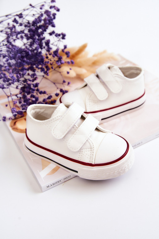 Kindersneakers vrijetijdsschoenen met zelfklevende sluitingen witte kleur Foster Kindersneakers vrijetijdsschoenen met zelfklevende sluitingen witte kleur Foster