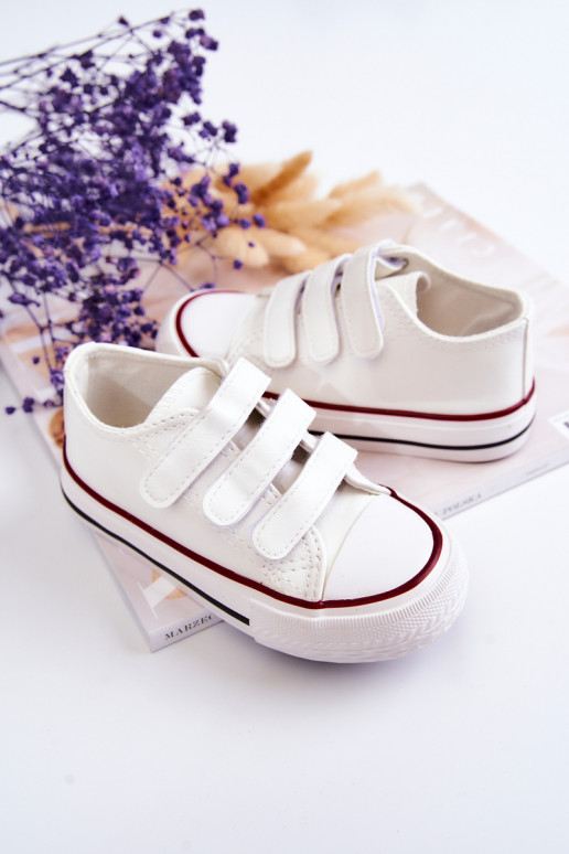 Kindersneakers vrijetijdsschoenen met zelfklevende sluitingen witte kleur Foster Kindersneakers vrijetijdsschoenen met zelfklevende sluitingen witte kleur Foster