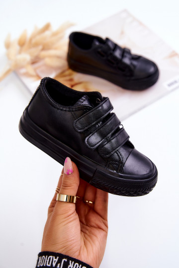 Kinder-Sneaker, Freizeitschuhe mit Klebeverschlüssen in der Farbe Schwarz von Foster