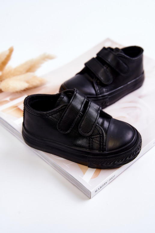 Kinder-Sneaker, Freizeitschuhe mit Klebeverschlüssen in der Farbe Schwarz von Foster