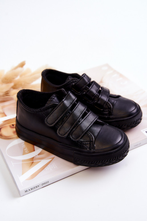 Kinder-Sneaker, Freizeitschuhe mit Klebeverschlüssen in der Farbe Schwarz von Foster