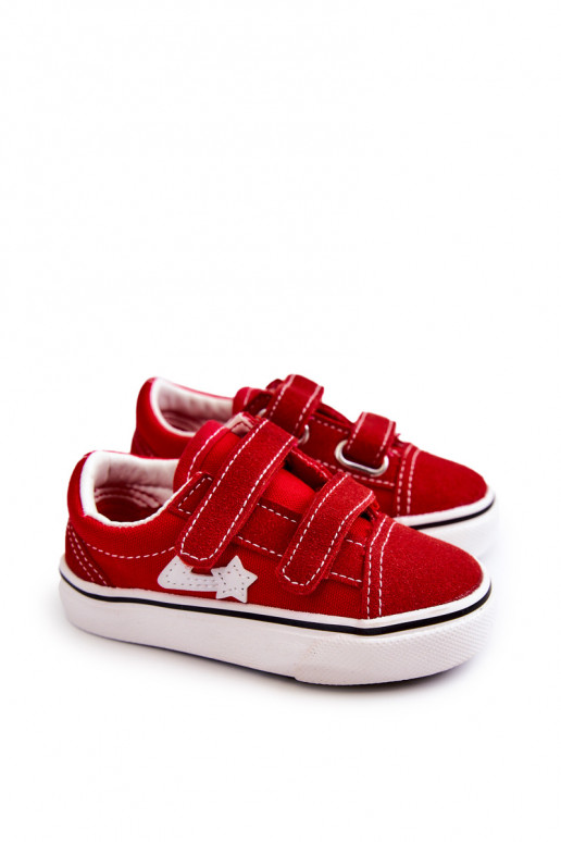 Klassisches Modell Sneakers mit Klebeverschlüssen in der roten Farbe Phiris